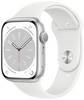 Apple Watch Series 8 GPS 45 mm Cassa in alluminio Argento Cinturino sport Bianco
