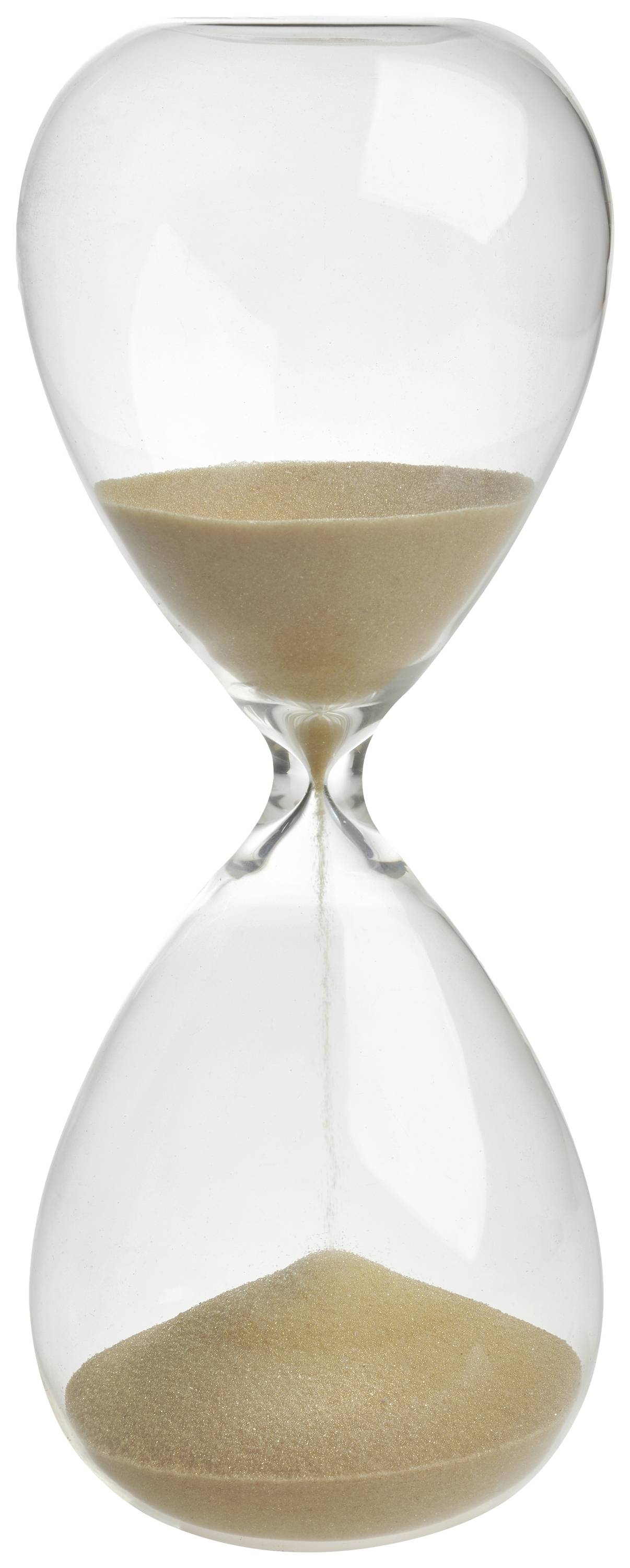 Una clessidra con sabbia nella metà superiore; la sabbia scorre lentamente verso la metà inferiore. Simboleggia il trascorrere del tempo.