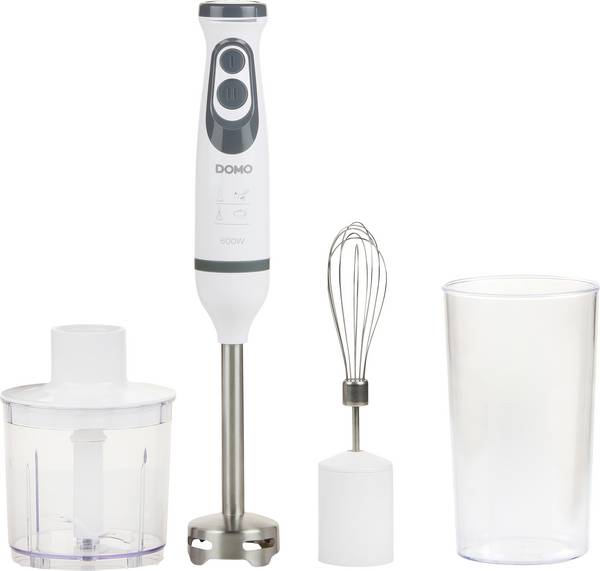 DOMO DO1089M Frullatore ad immersione 600 W con misurino, Frullatore a immersione, Sbattitore, con trituratore Bianco