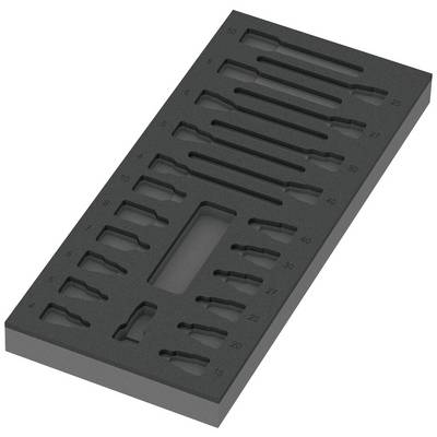 Inserto in schiuma con cavità per utensili. Contiene varie forme e dimensioni, numerate da 1 a 40 per l'organizzazione.