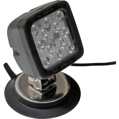 Un faro da lavoro LED rettangolare con dodici lenti rotonde e ventosa per il fissaggio, per soluzioni di illuminazione mobili.