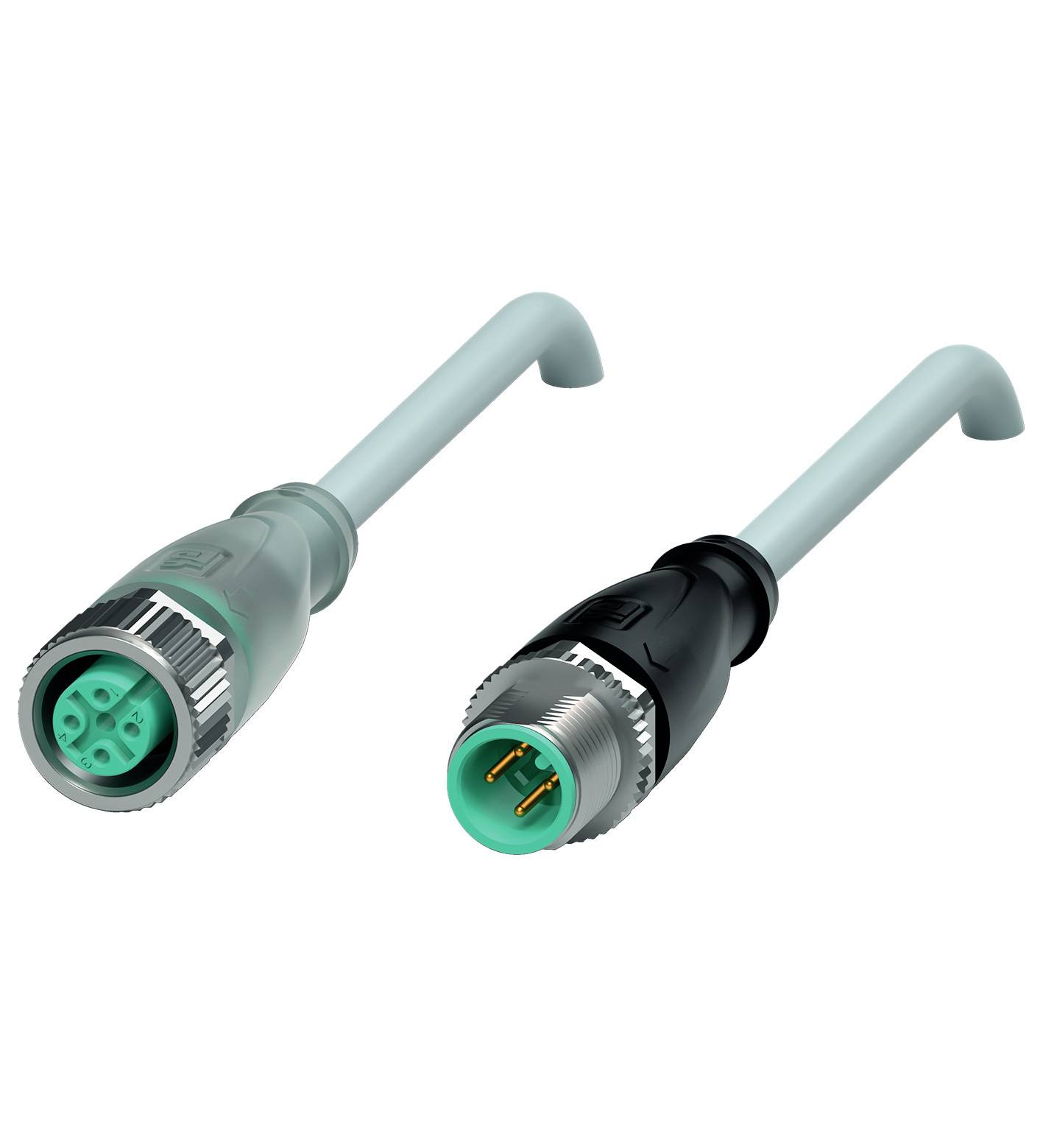 Due adattatori di connettori industriali, uno con tre slot, l'altro con cinque slot, su uno sfondo bianco.