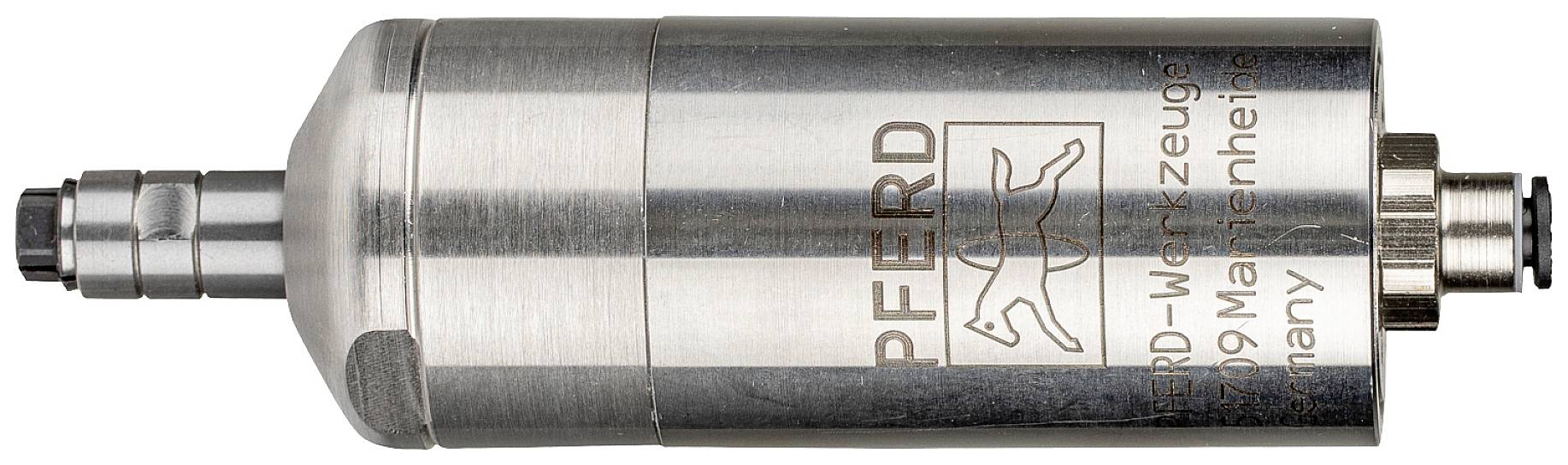 Utensile cilindrico metallico, presumibilmente un levigatore pneumatico, con logo e incisione dell'azienda 'PFERD-Werkzeuge'.