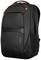 Zaino porta laptop nero con multiple tasche e logo rosso sul davanti.