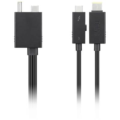 Tre cavi con connettori diversi: USB-C e spina rettangolare con la scritta 'ThinkPad'.