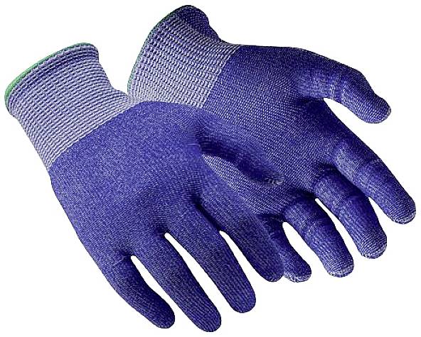 Due guanti da lavoro blu con texture antiscivolo, adatti per lavori edili o artigianali.