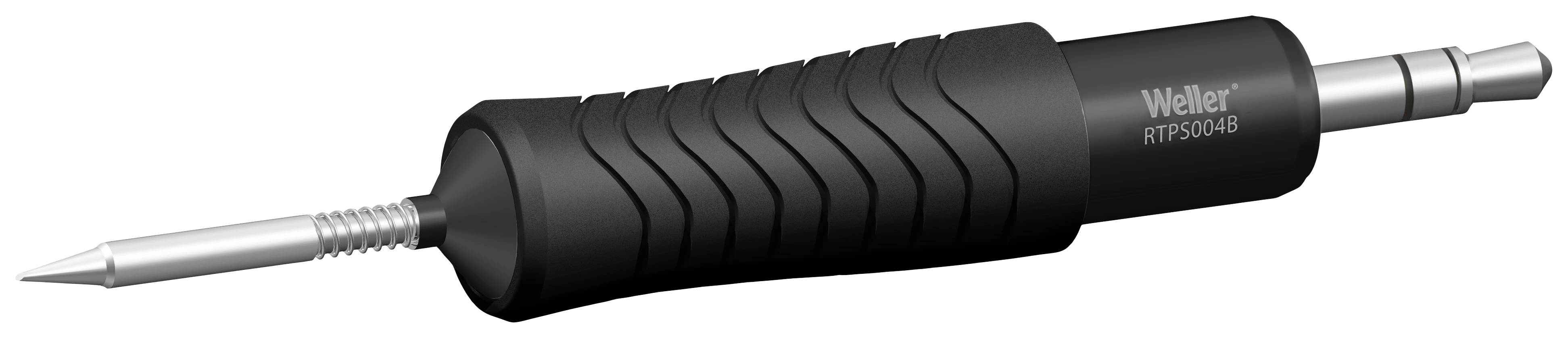 Saldatore con impugnatura nera e punta argentata, contrassegnato con la scritta 'Weller'.