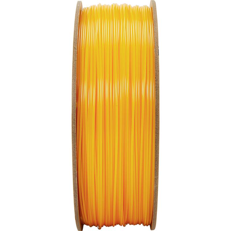 Bobina con filamento per stampante 3D di colore arancione.
