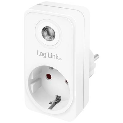 Presa bianca LogiLink con interruttore rotondo in alto. Idonea per il controllo remoto di dispositivi elettrici.