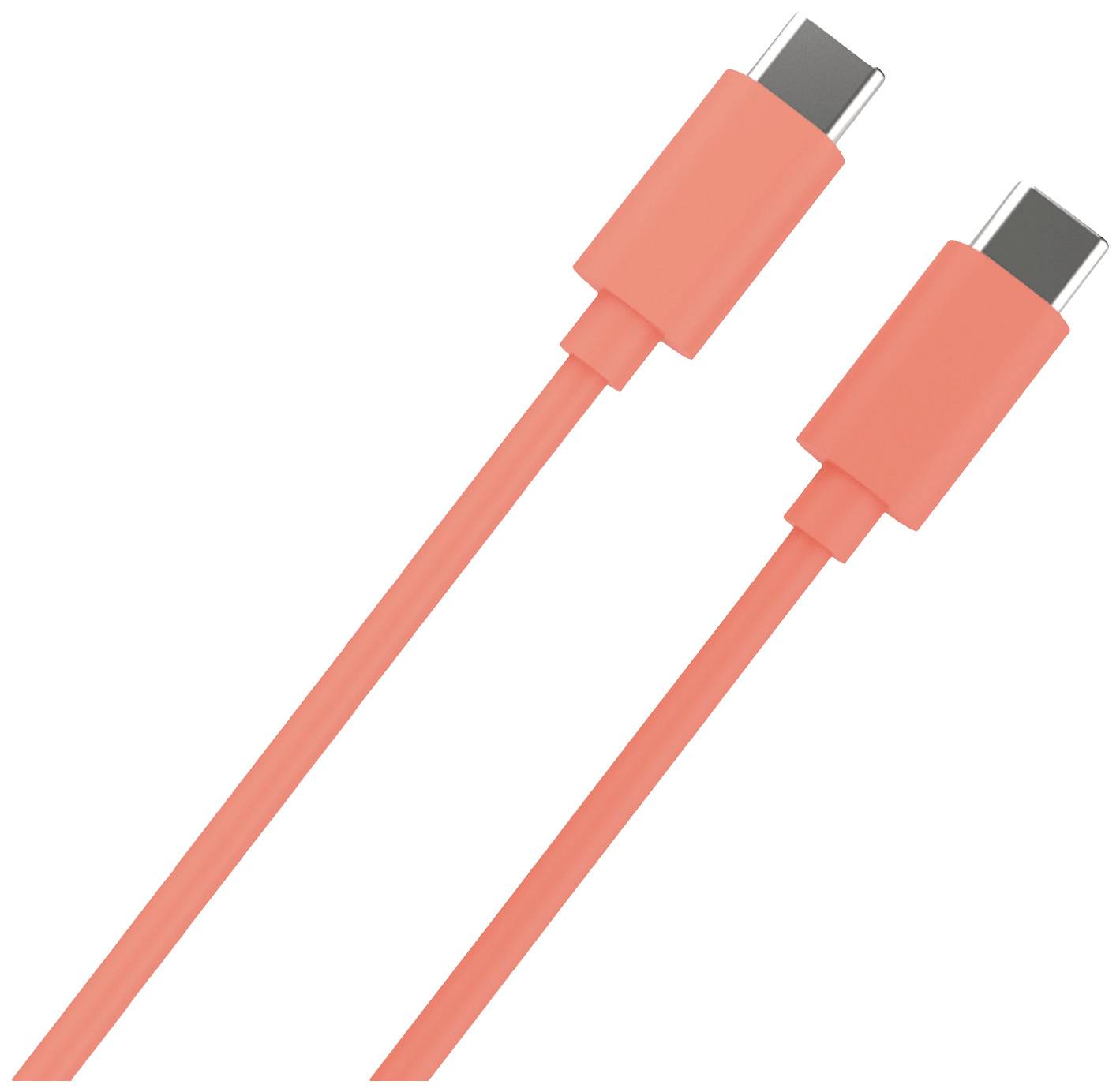 Due cavi USB-C arancioni posizionati uno accanto all'altro e rivolti nella stessa direzione.