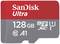 Scheda 'SanDisk Ultra' SD, 128 GB, microSDXC, Classe 10, A1, idonea per alte velocità e prestazioni.