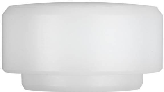 Un pezzo di plastica bianco, cilindrico con superficie liscia.