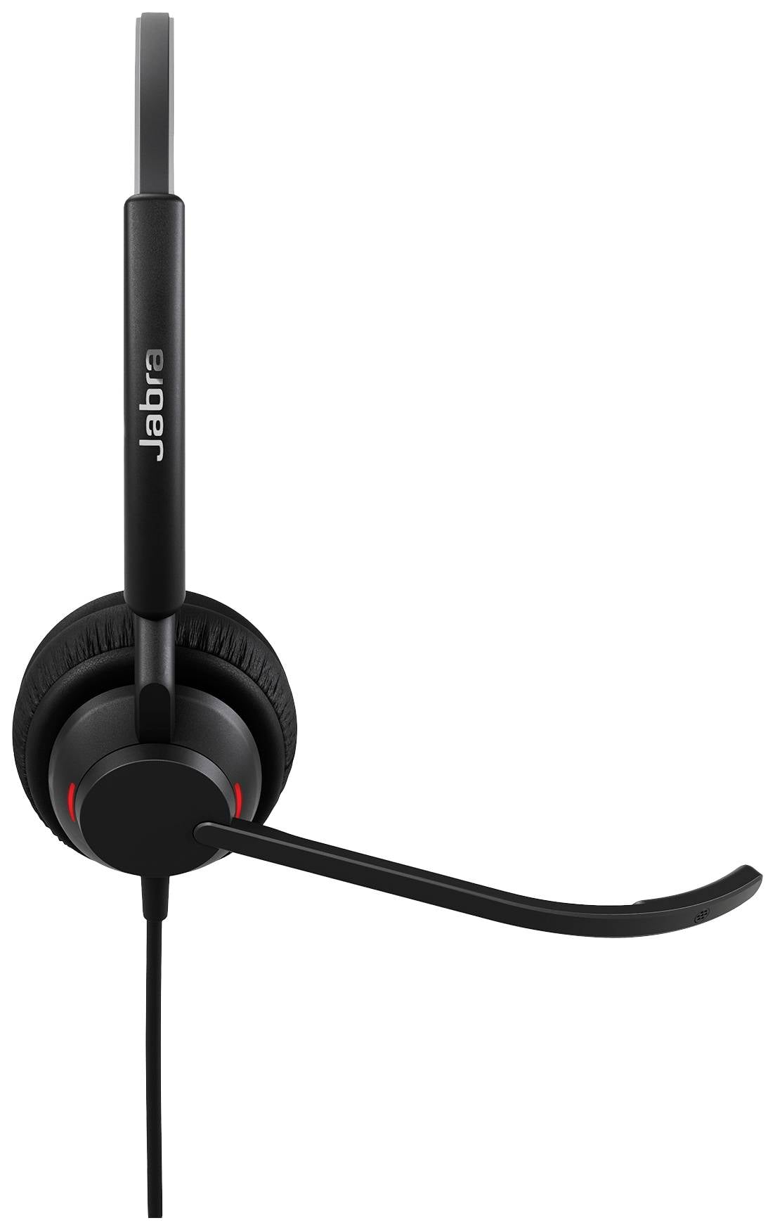 Un headset nero con cavo, dotato di microfono e cuscinetti auricolari. Reca il logo del marchio sul lato dell'archetto.