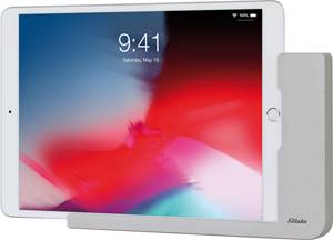 Un tablet con display attivo in modalità orizzontale, che mostra l'ora 9:41. È parzialmente posizionato in un supporto grigio.