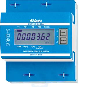 Un contatore elettrico blu mostra '00036.2 kWh'. A sinistra sono presenti simboli per le impostazioni, a destra un pulsante per il cambio di modalità.