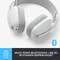 Cuffie bianche con imbottitura in tessuto grigio, abilitate Bluetooth® Multi-Point, offrono fino a 18 ore di durata della conversazione.
