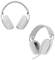 Due cuffie over-ear bianche, una che mostra il lato anteriore e l'altra il lato posteriore. Entrambe hanno un design semplice e moderno.
