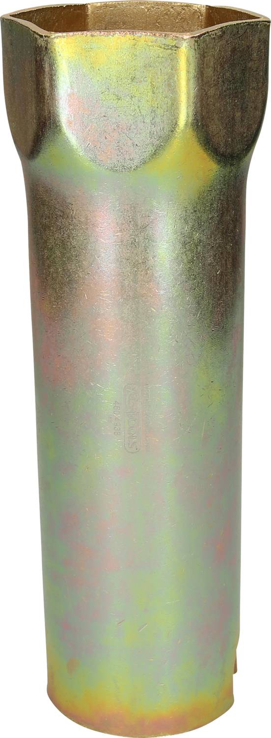 Tubo metallico con superficie leggermente riflettente, cilindrico e liscio, probabilmente un componente tecnico o uno strumento.
