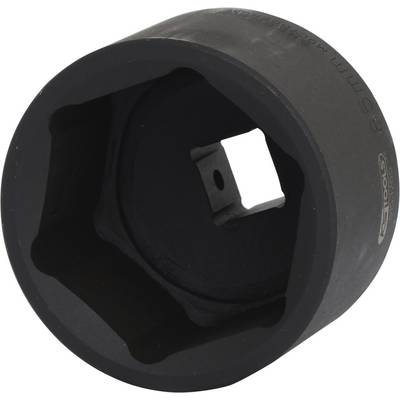 Dado esagonale nero in metallo, utilizzato per lavori di avvitamento. Dimensione di 55 mm, costruzione robusta e resistente.