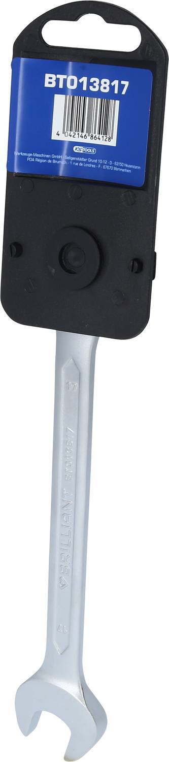 Chiave inglese con impugnatura nera e etichetta blu riportante la scritta 'BT013817'.