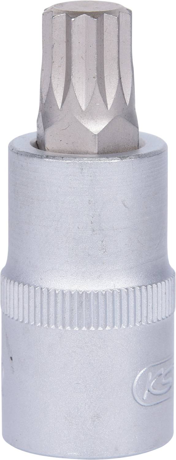 'Bit a spline in acciaio con codolo argentato, adatto per viti Torx.'