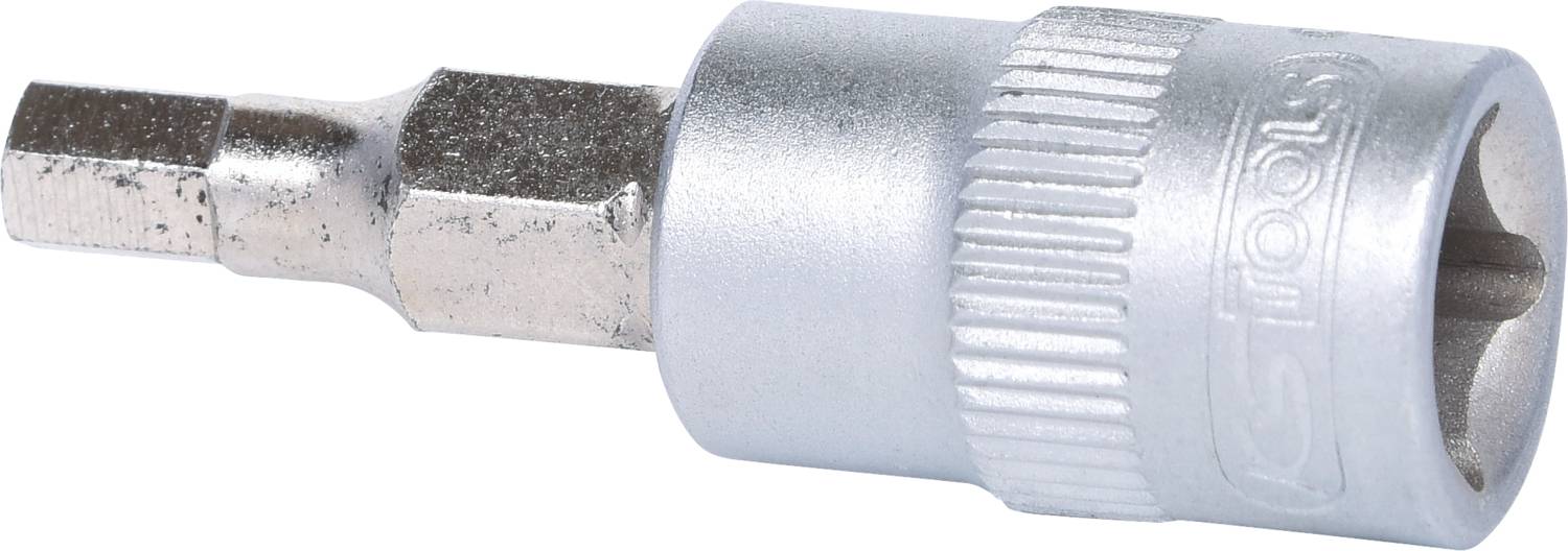 Un'estensione per chiave a cricchetto in argento con un'estremità esagonale; utilizzata per lavori di avvitamento.