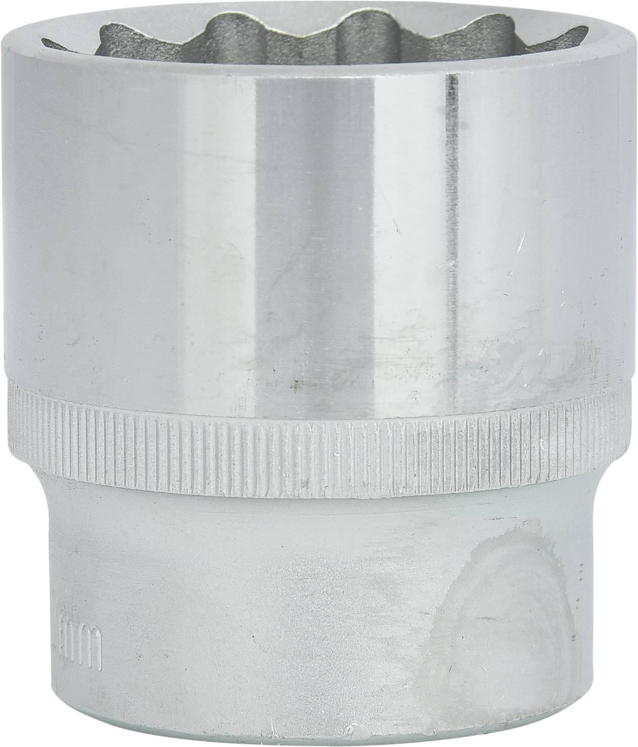 Dado metallico, forma cilindrica, con scanalature sul bordo inferiore per un migliore grip.