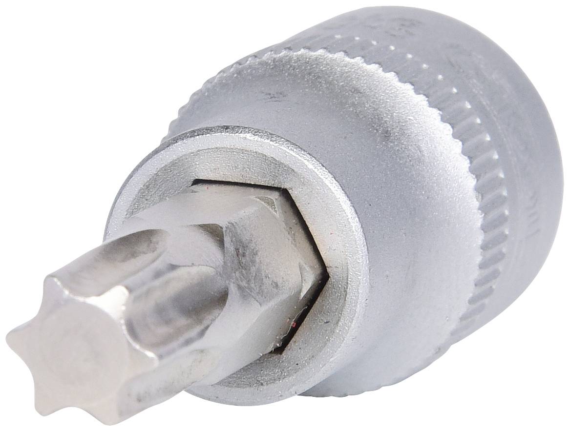 Un bit Torx d'argento, spesso utilizzato con un cacciavite o una chiave a cricchetto, per svitare viti con testa a stella.
