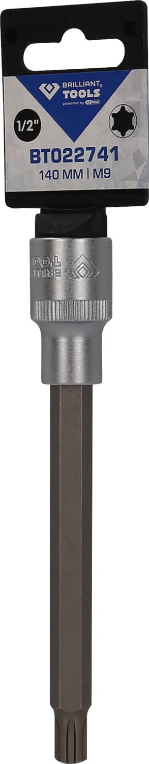 Bussola da 1/2 pollice con profilo a stella M9, lunghezza di 140 mm. Confezione Brilliant Tools.
