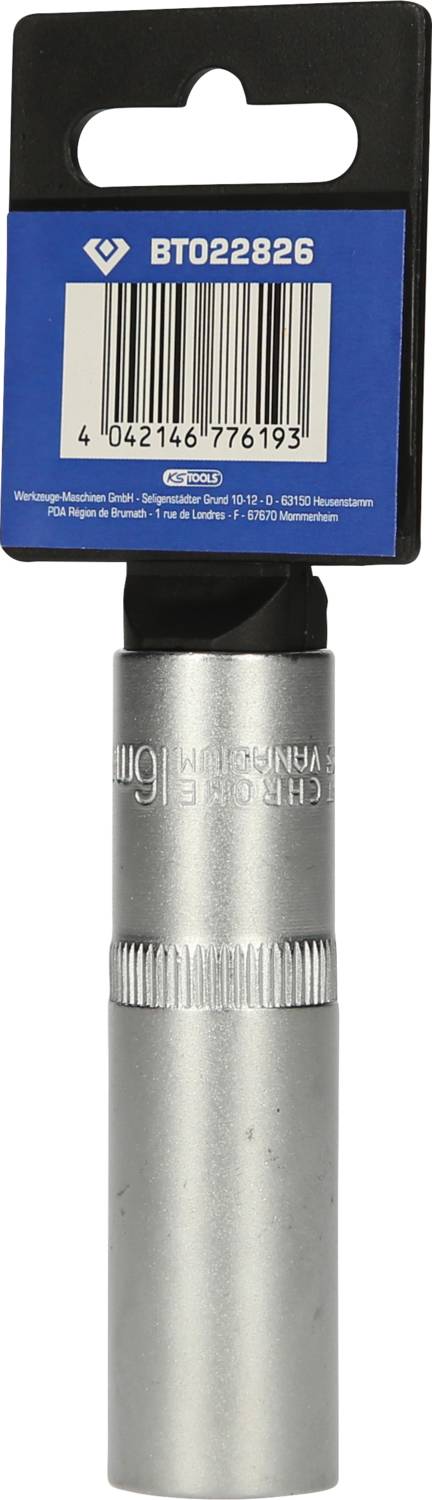 Utensile da taglio in metallo di forma cilindrica, di colore argento, con una confezione blu in alto che mostra un numero di codice a barre.