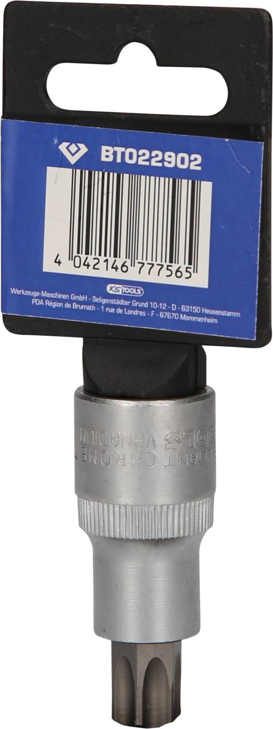 Inserto avvitatore intercambiabile in custodia metallica, confezionato in scatola blu-nera con numero di serie BTO22902.