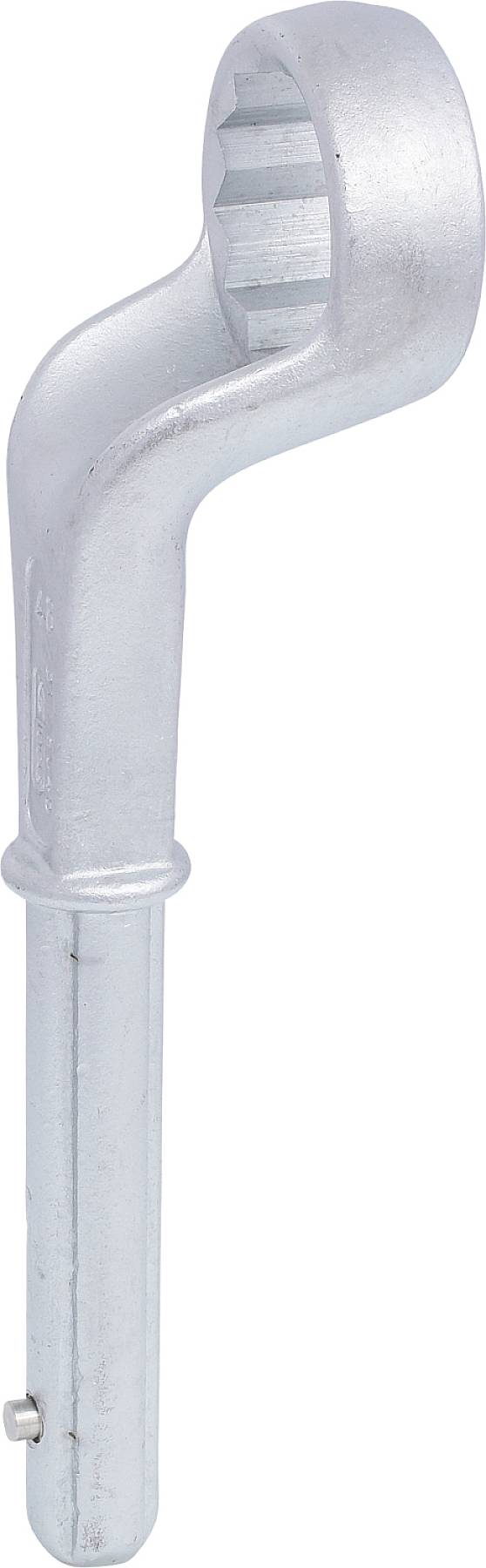 Una chiave esagonale in metallo color argento, con un'apertura esagonale sulla testa, adatta a serrare o allentare viti.