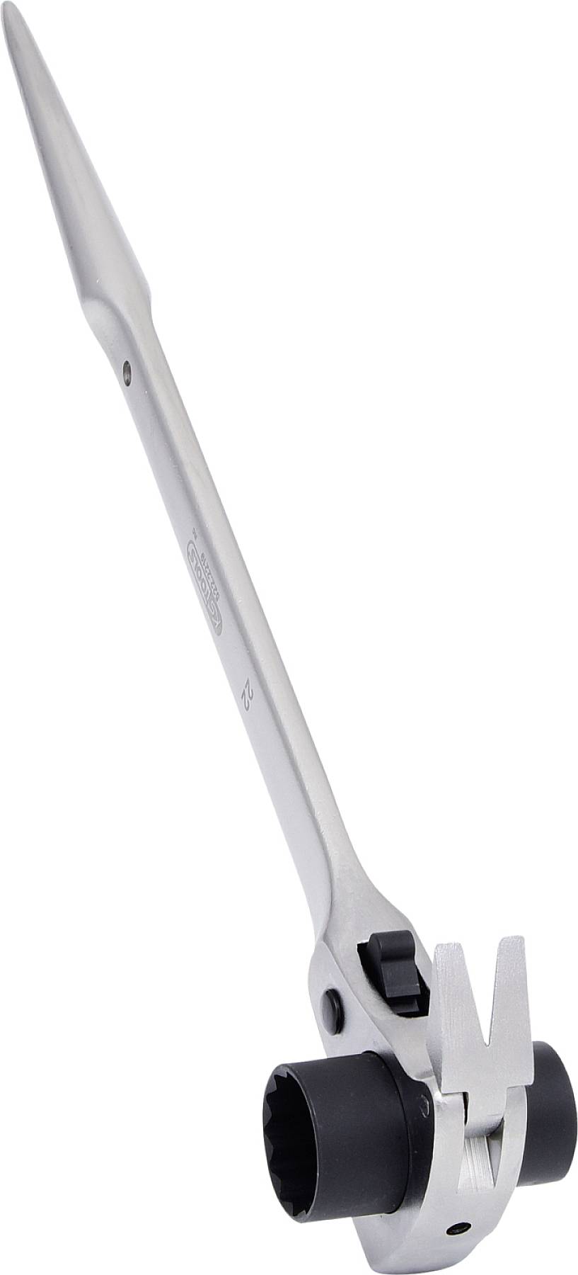 Chiave inglese con meccanismo di coppia, corpo in metallo e impugnatura ergonomica. Adatta per serrare dadi e viti.