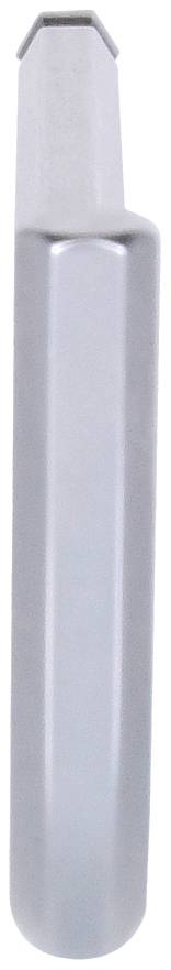 Un perno metallico color argento, arrotondato, disposto verticalmente, probabilmente uno strumento o un componente di un dispositivo.