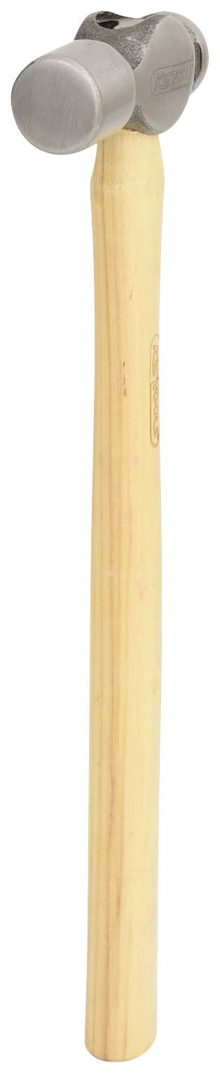 Un martello con un manico di legno e una testa metallica.