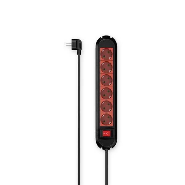 Hama 00223039 Multipresa con interruttore  Rosso/Nero Schuko 1 pz.