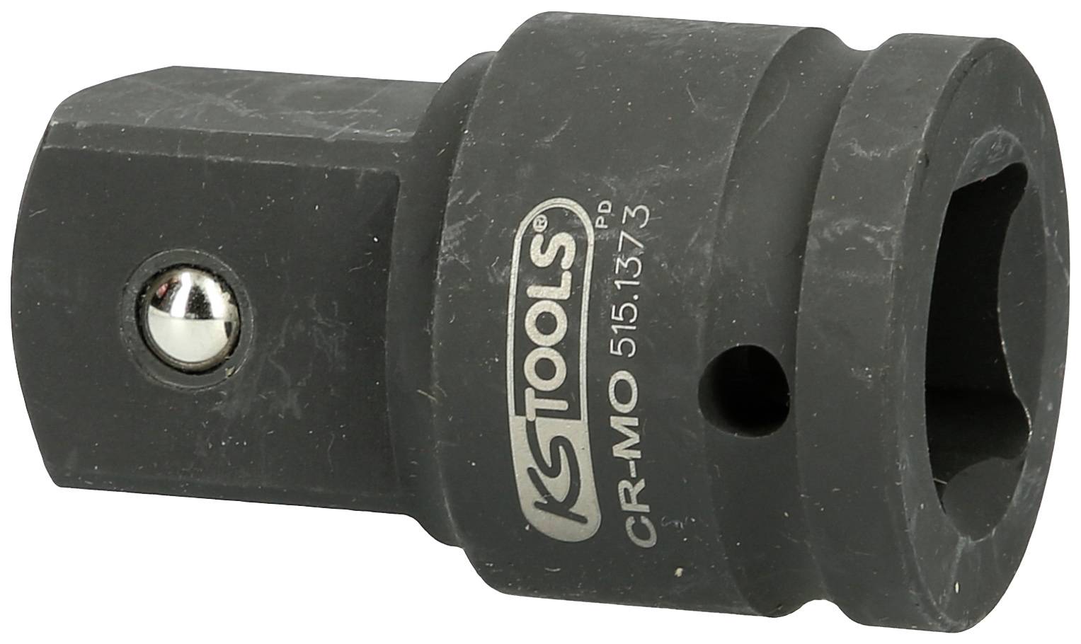 Adattatore nero di KS Tools in acciaio CR-MO, conico, con marcatura '515.1373'. Collega utensili di dimensioni diverse.