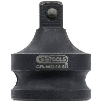 Adattatore per chiavi a bussola nero con marcatura 'KS TOOLS CR-MO'. Collega utensili con diverse dimensioni di attacco.