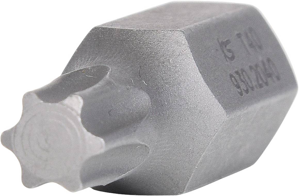 Chiave a stella metallica con punta a sei punte in grigio; utilizzata per applicazioni meccaniche.