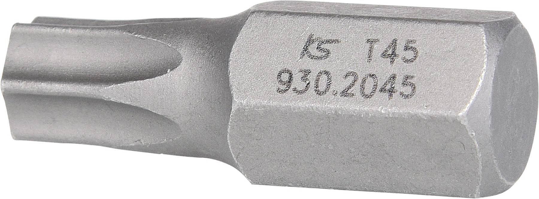 Cacciavite per bit tipo T45 con scritta 'KS T45 930.2045', colore argento, adatto per viti Torx.