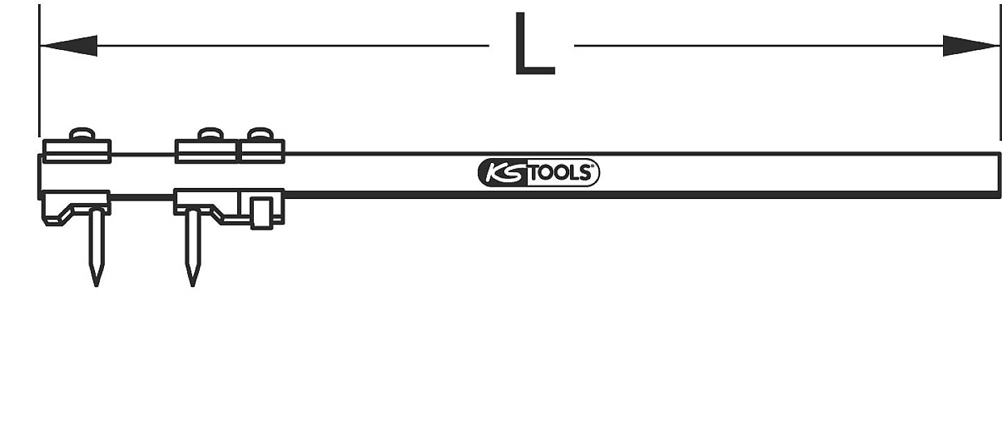Calibro 'KS Tools' con misura di lunghezza rappresentata con 'L'.