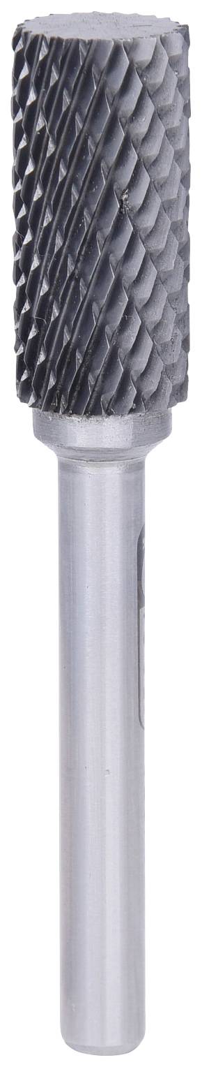 Un perno fresatore cilindrico con denti taglienti metallici, utilizzato per fresatura di precisione o incisione di materiali duri.
