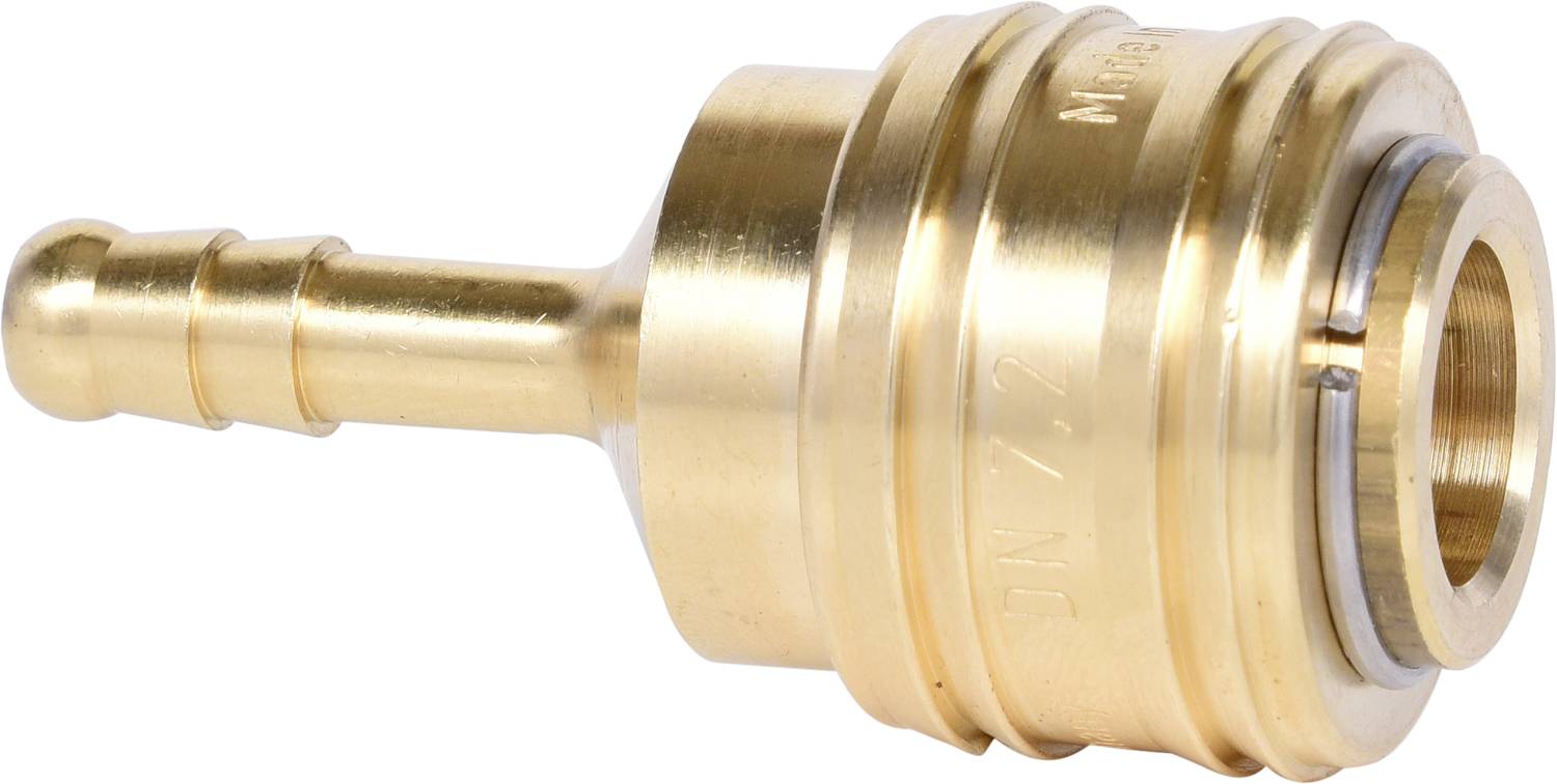Raccordo rapido in ottone con attacco filettato per collegamento di tubi, ideale per connessioni veloci in sistemi pneumatici.