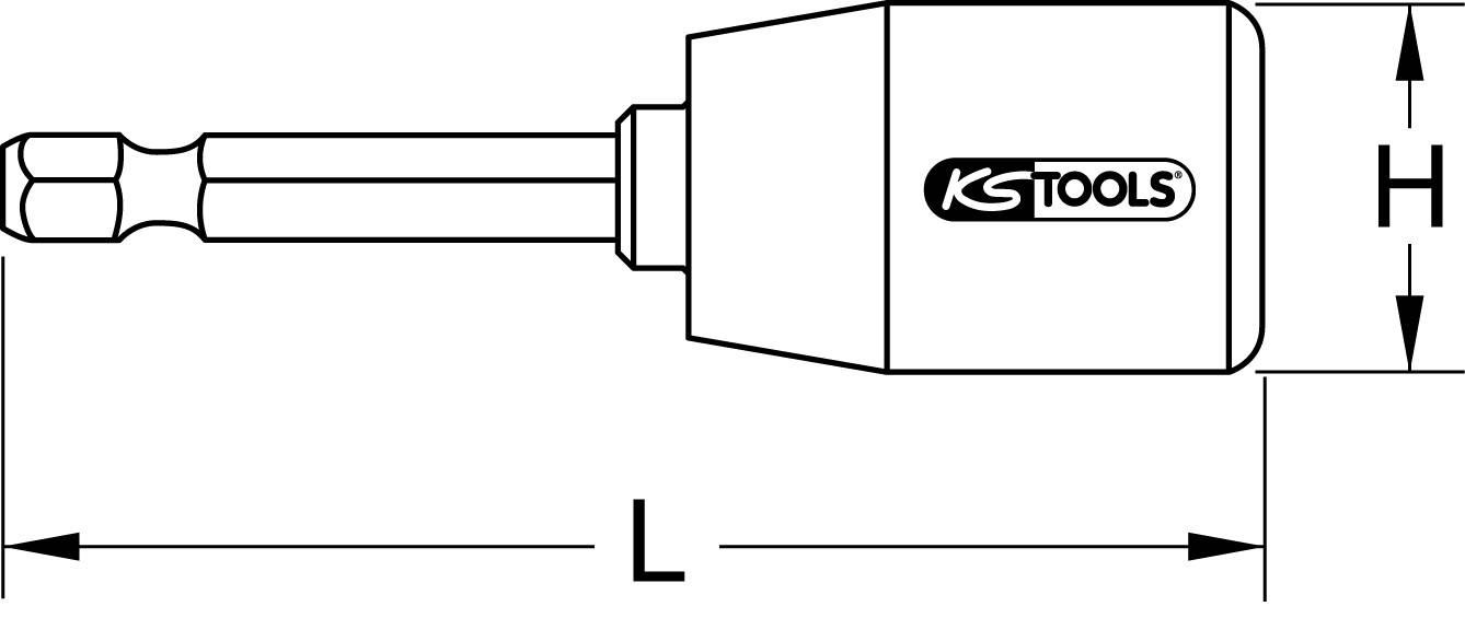 'KS Tools' Inserto per cacciavite, lunghezza (L) e altezza (H) contrassegnate. Ideale per misurare e adattare le dimensioni degli utensili.