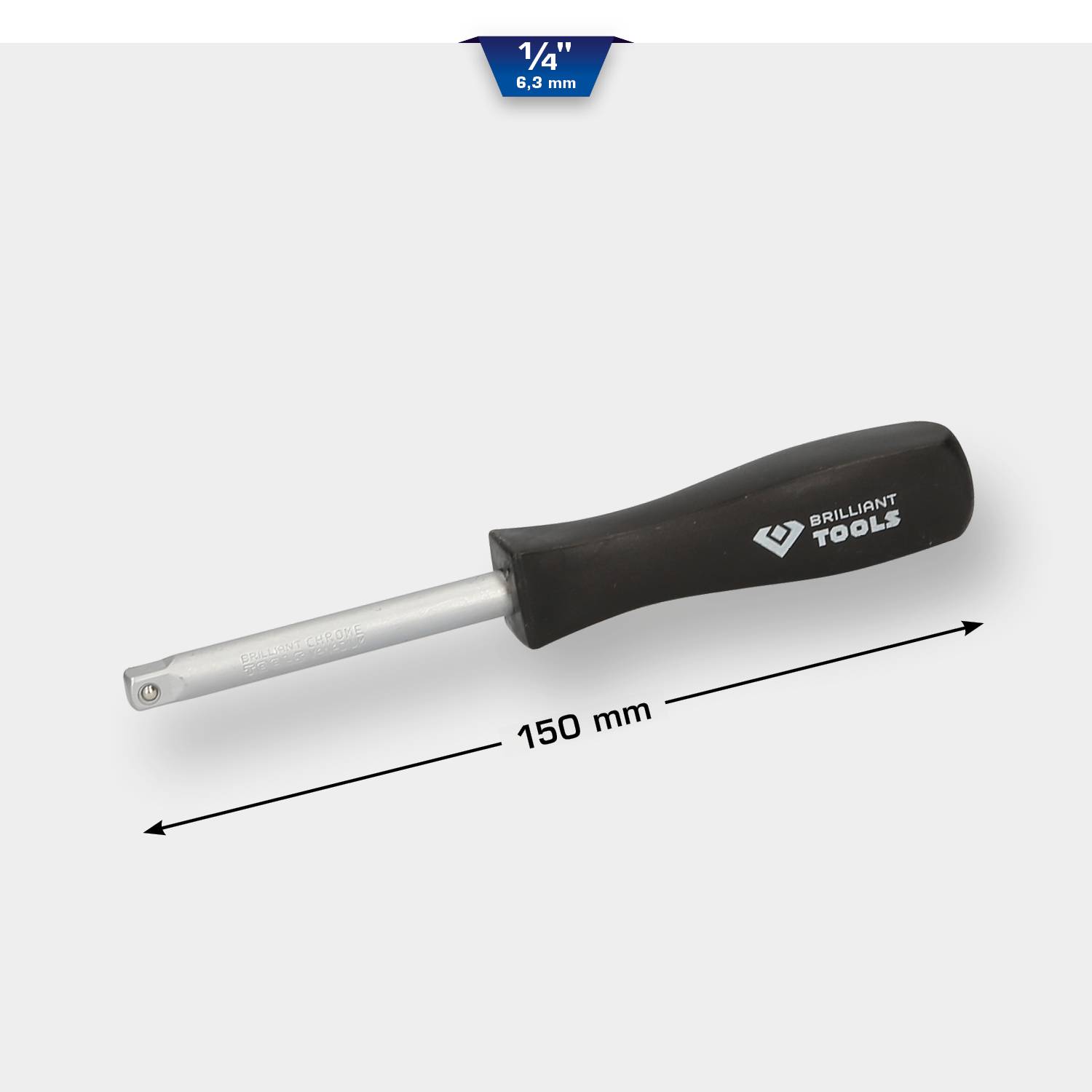Utensile magnetico 'Brilliant Tools' con manico nero, lunghezza 150 mm. Adatto per afferrare facilmente viti e dadi.