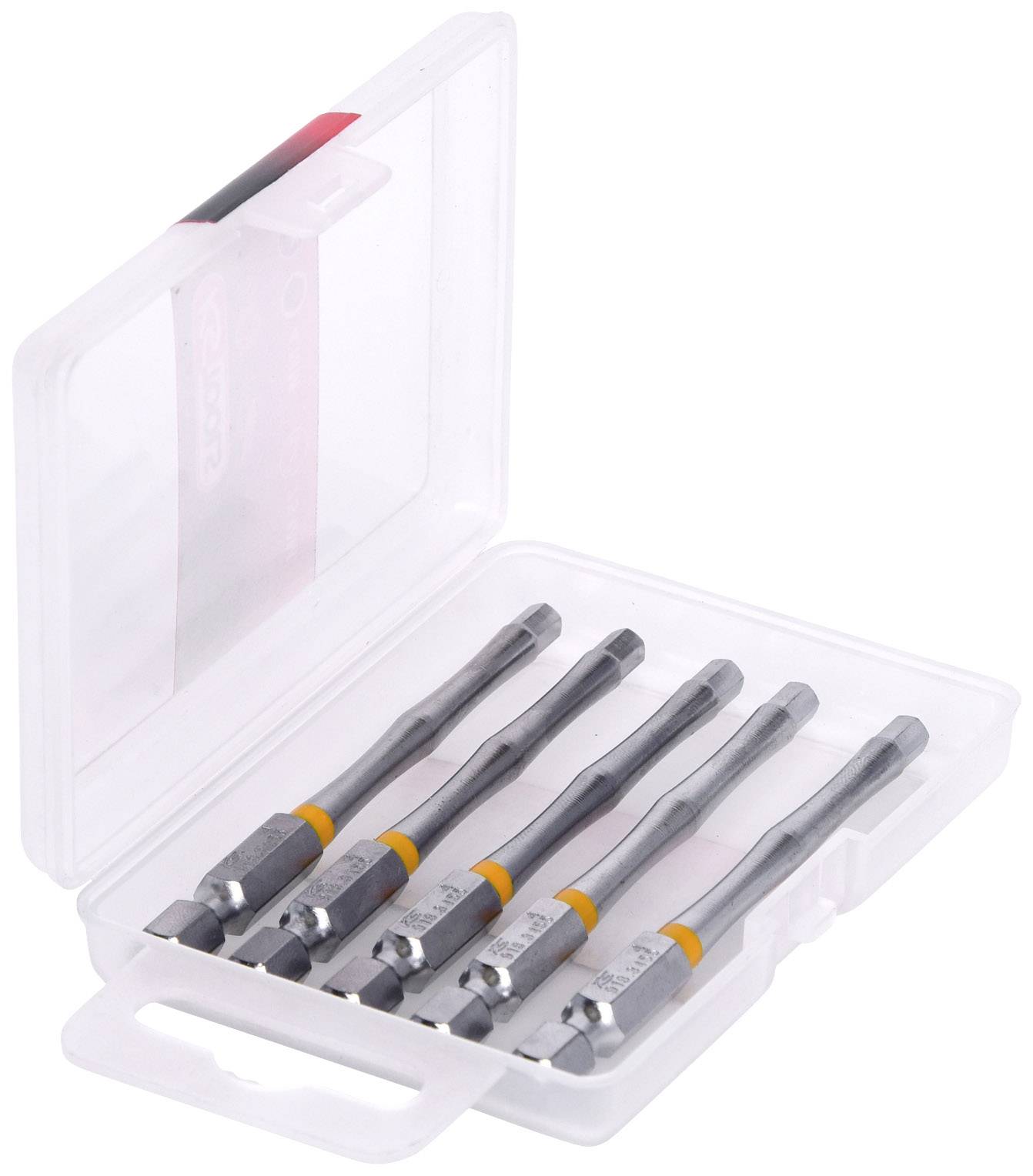 Set di 5 punte per cacciavite in una scatola trasparente in plastica. Ideale per lavorare con precisione sulle viti.
