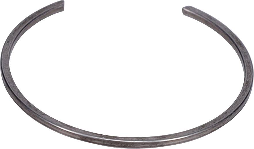Un bracciale rigido minimal in metallo con un design essenziale, aperto alle estremità, realizzato in metallo scuro, adatto sia per occasioni casual che formali.