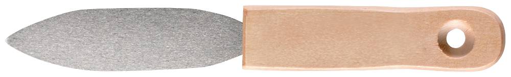 Lima per piedi con superficie grigia e ruvida e manico in legno marrone chiaro con foro. Ideale per rimuovere il callo.