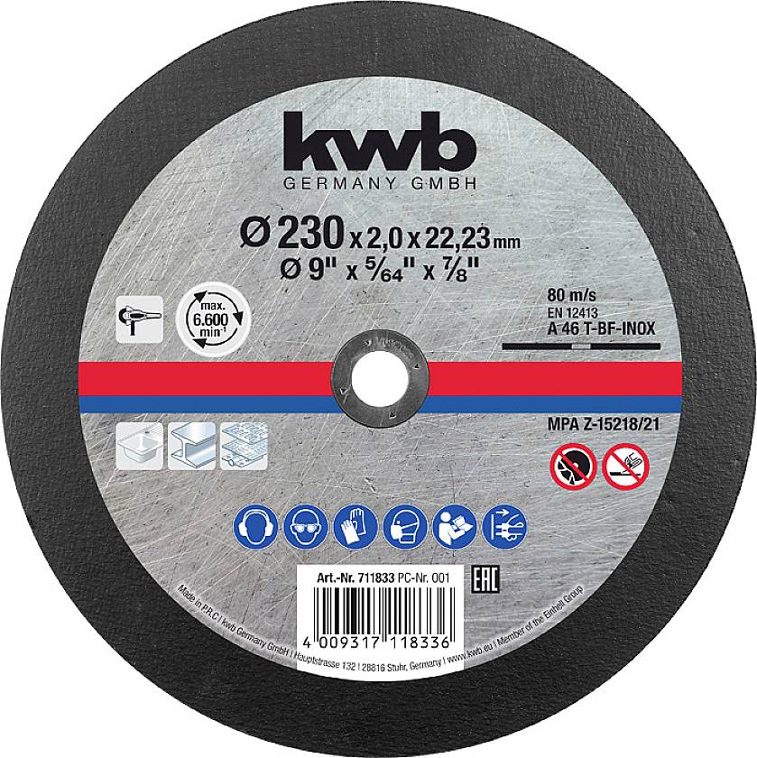 kwb 711833 Disco di taglio dritto 230 mm 1 pz. Acciaio