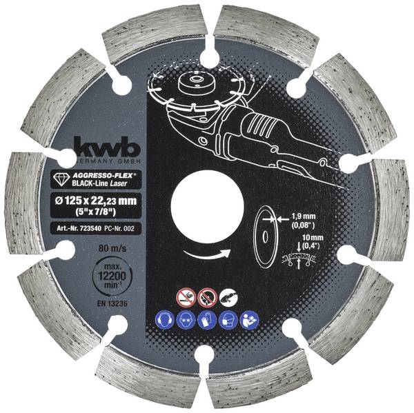 kwb 723540 Disco diamantato Diametro 125 mm Ø foro 22 mm 1 pz.